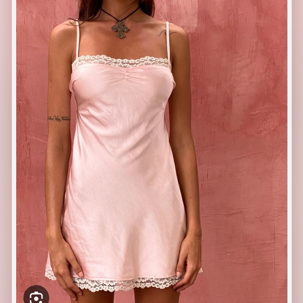 Motel Rocks Pink Satin Slip Larna Mini Dress